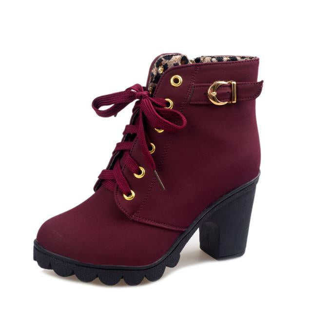 Women's Vegan Lace-Up Ankle Boots – Cross-Strap Design