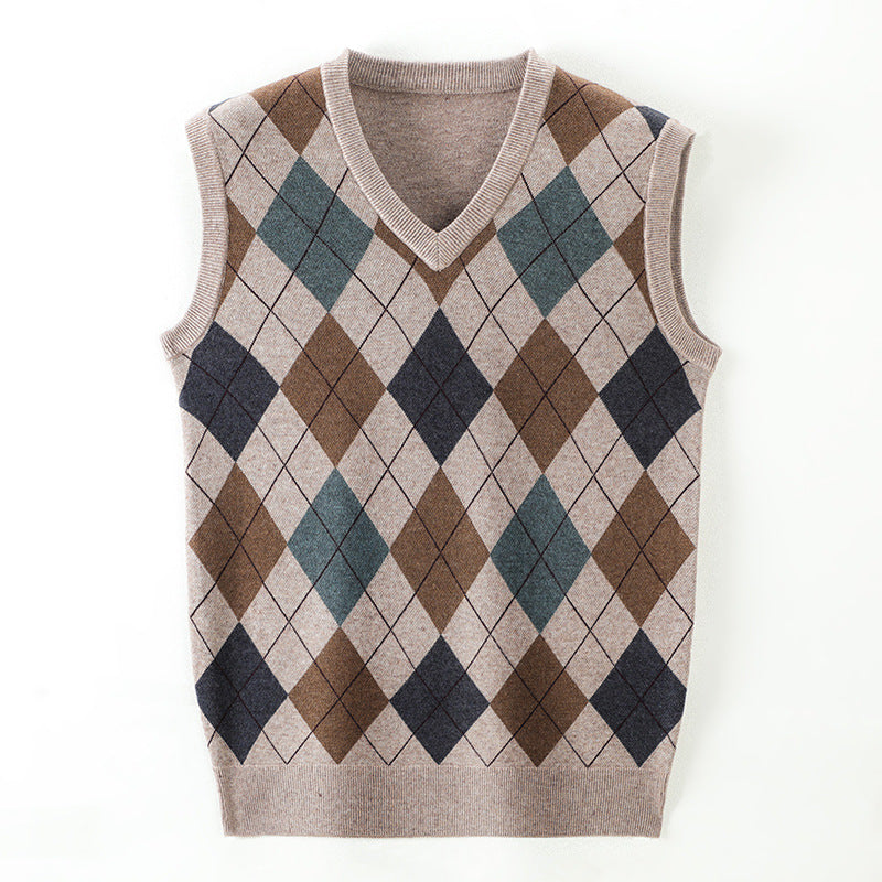 Men's Wool Sweater Vest – Classic Soft Sleeveless V-Neck