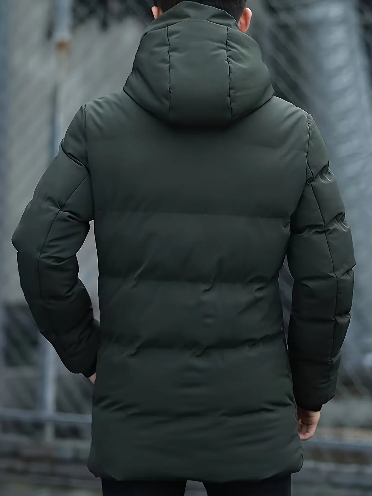 Men's Hooded Down Jacket – Mid-Length Winter Quilted Jacket
