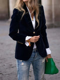 Women's Velvet-Effect Blazer - Elegant slim fit