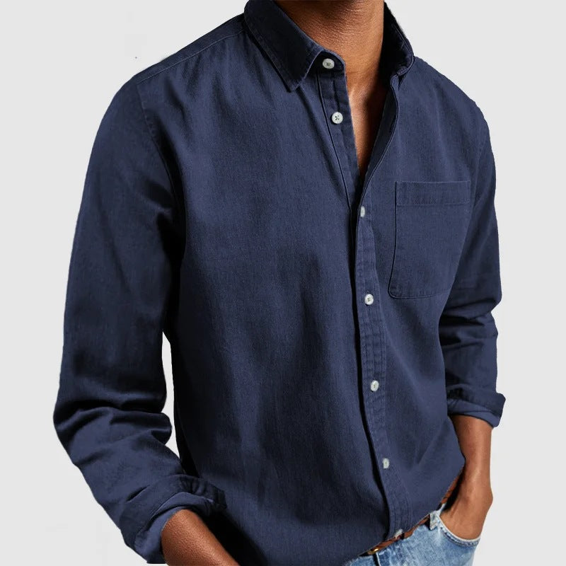 Men's Long Sleeve Shirt – Classic Fitted Collar