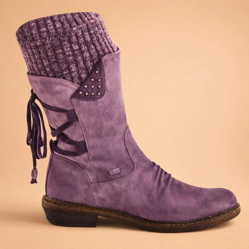 Women's Soft-Shaft Boots – Low Round Heel, Combat Style