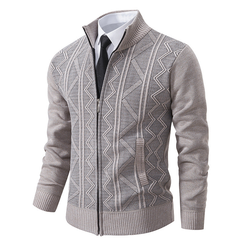 Men's Cardigan – Structured Thick Knit, Relaxed Fit