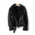 Women's Suede Jacket – Revers Collar with Winter Biker Style