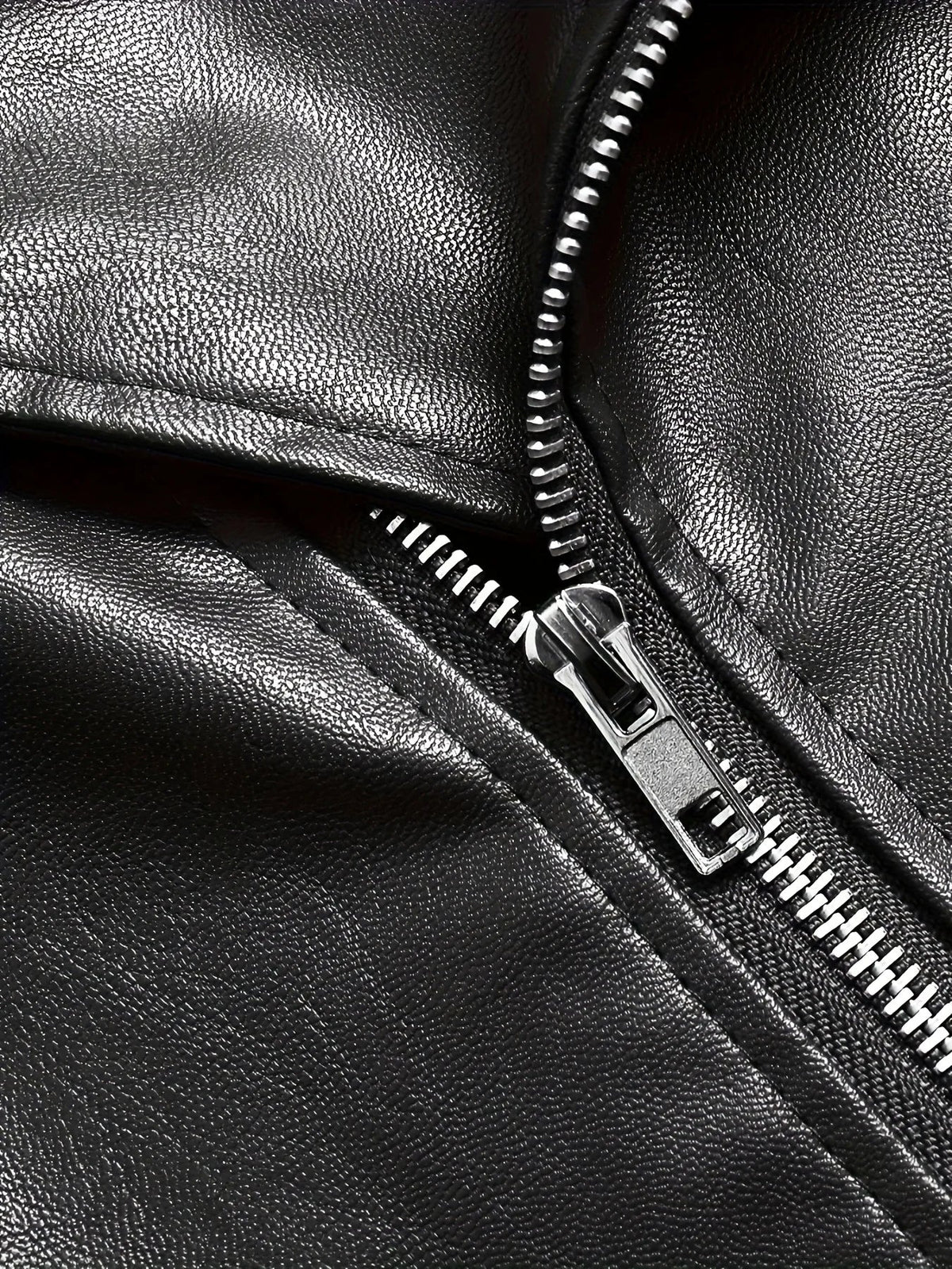 Men's Faux Leather Biker Jacket – Relaxed Fit with 3D Pockets