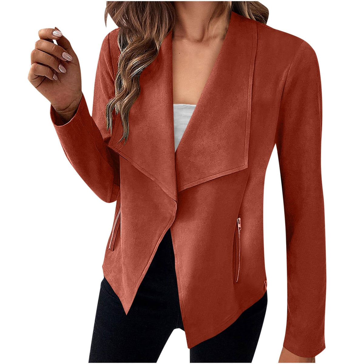 Women's Suede-Look Coat – Classic Long Silhouette