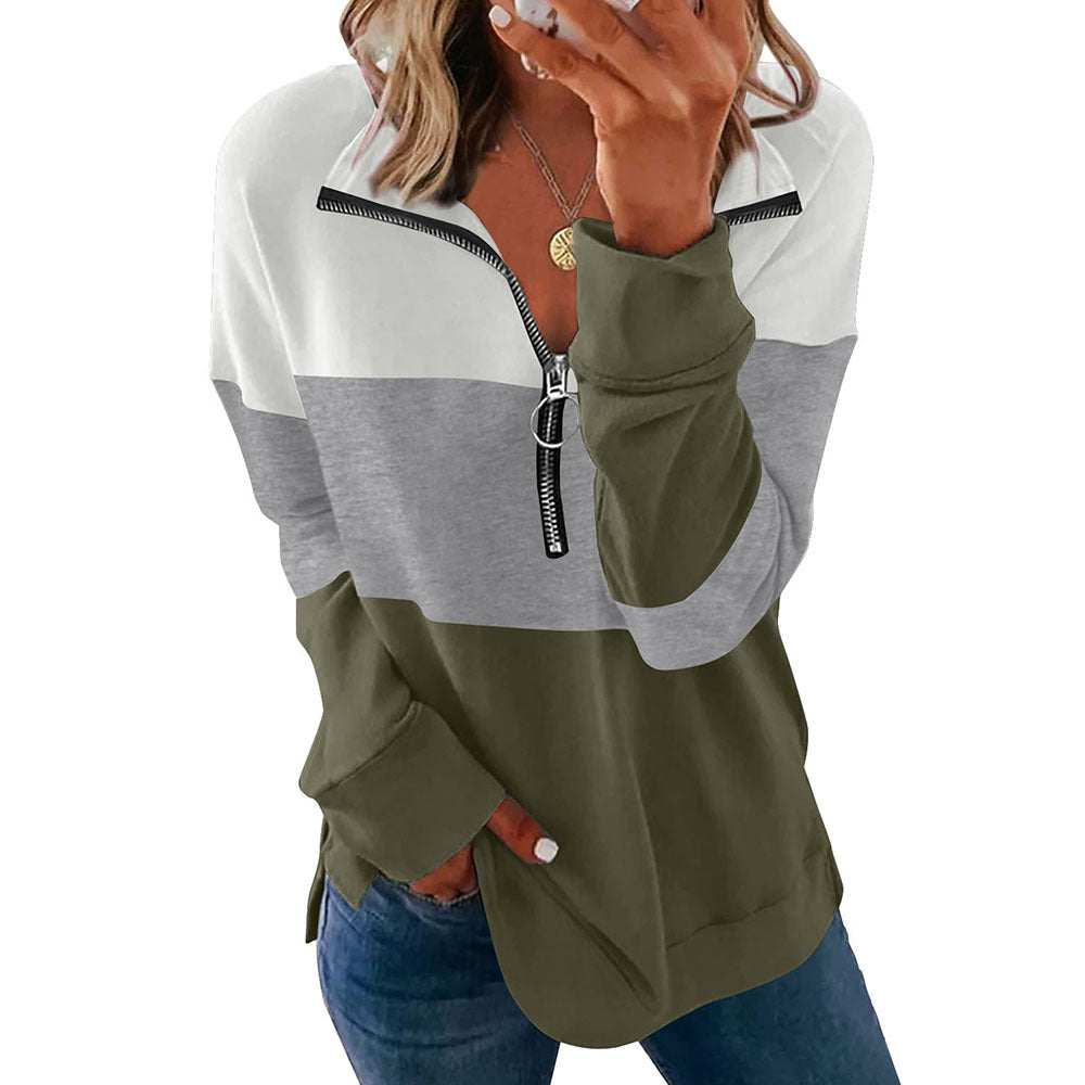 Women's Oversized Sweater – Leopard-Print Color-Block Design