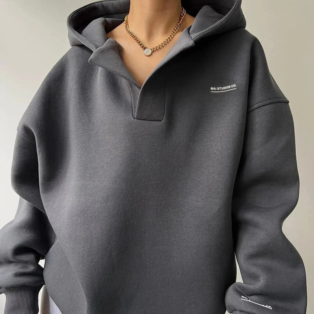Women's Oversized Hooded Sweatshirt – Casual, Fleece-Lined Style