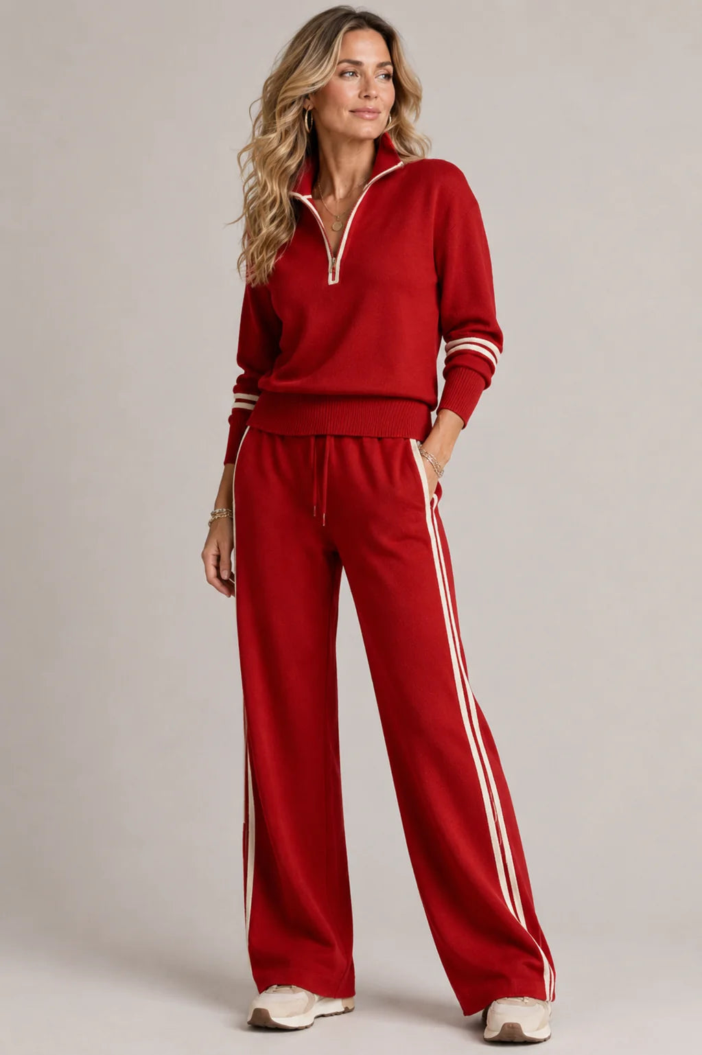 Women's Two-Piece Cotton Set – Relaxed Fit, Long Sleeves