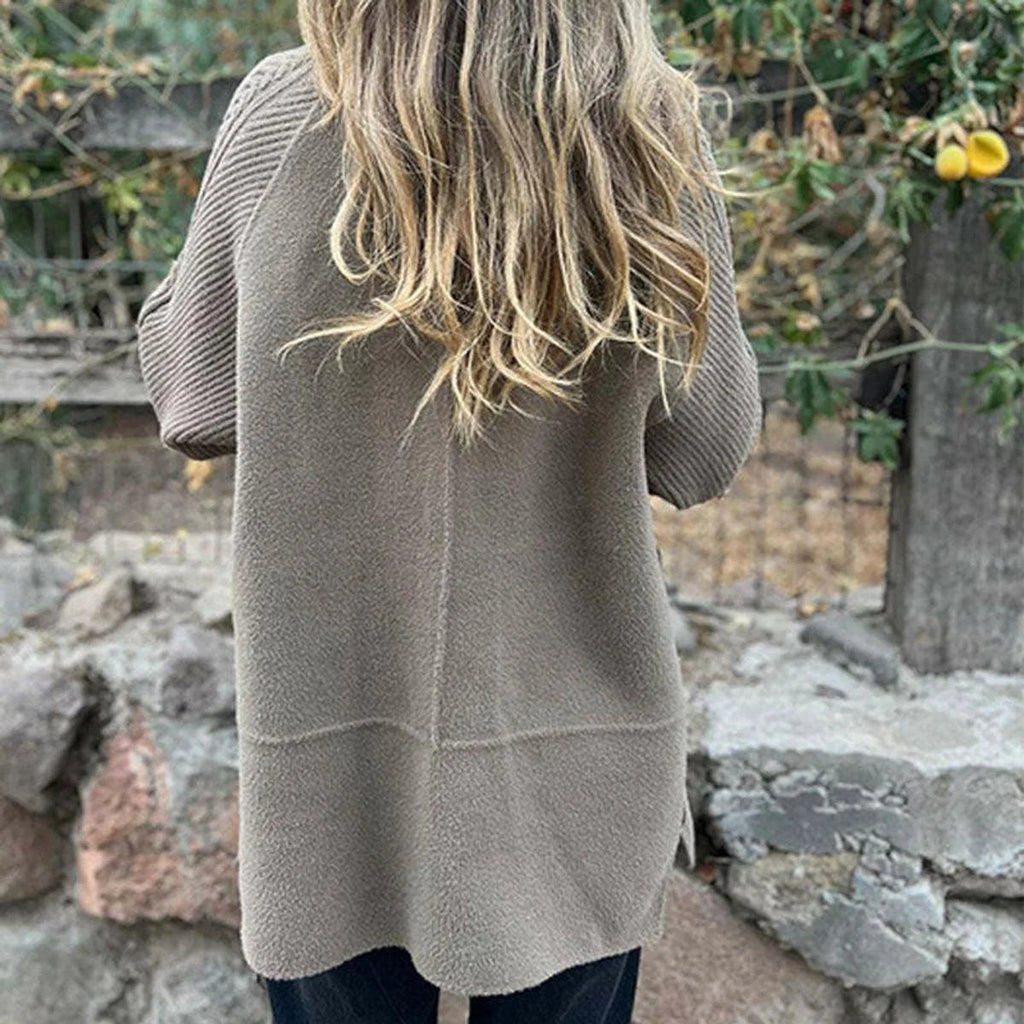 Women's Mid-Length Knitwear Coat – Textured Flared Sleeves