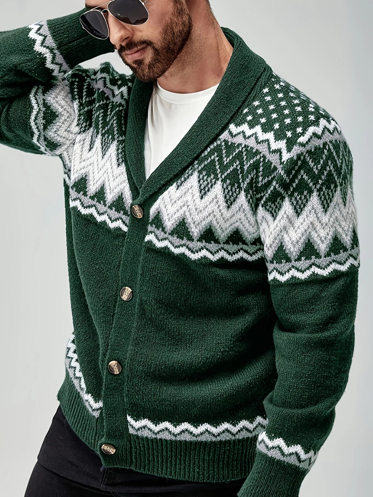Men's Knitted Cardigan – Classic Button Front, Relaxed Fit