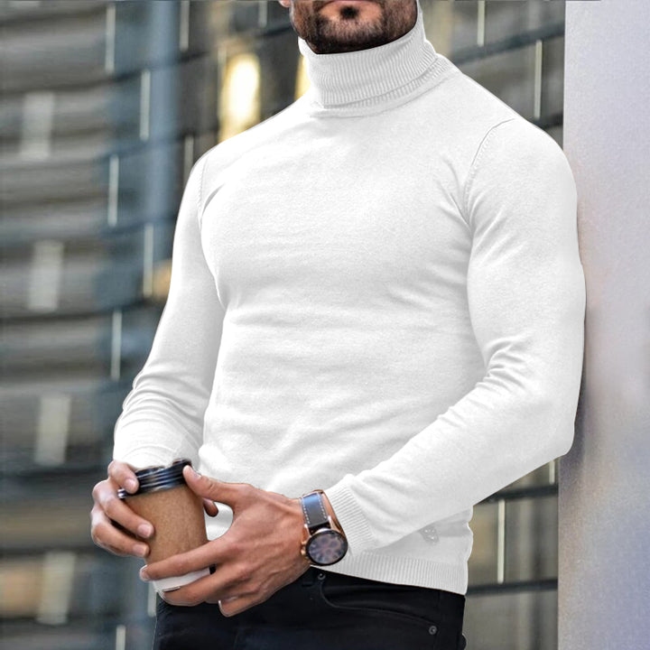 Men's Fine-Knit Turtleneck Sweater - Minimalist Straight Fit