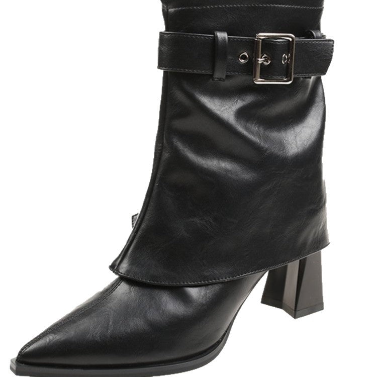 Women's Heeled Boots – Pointed Mid-Calf Shaft with an Elegant Finish