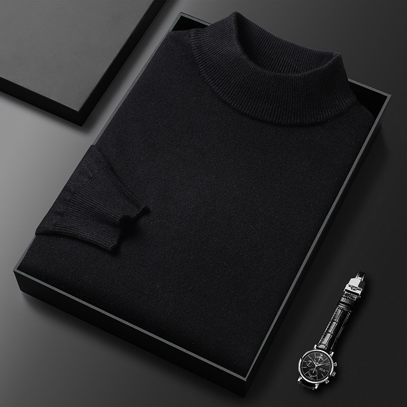 Men's Slim-Fit Knit Sweater – Thick Stand-Up Collar