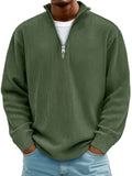 Men's High-Neck Zippered Sweater – Ribbed Knitwear, Versatile Look
