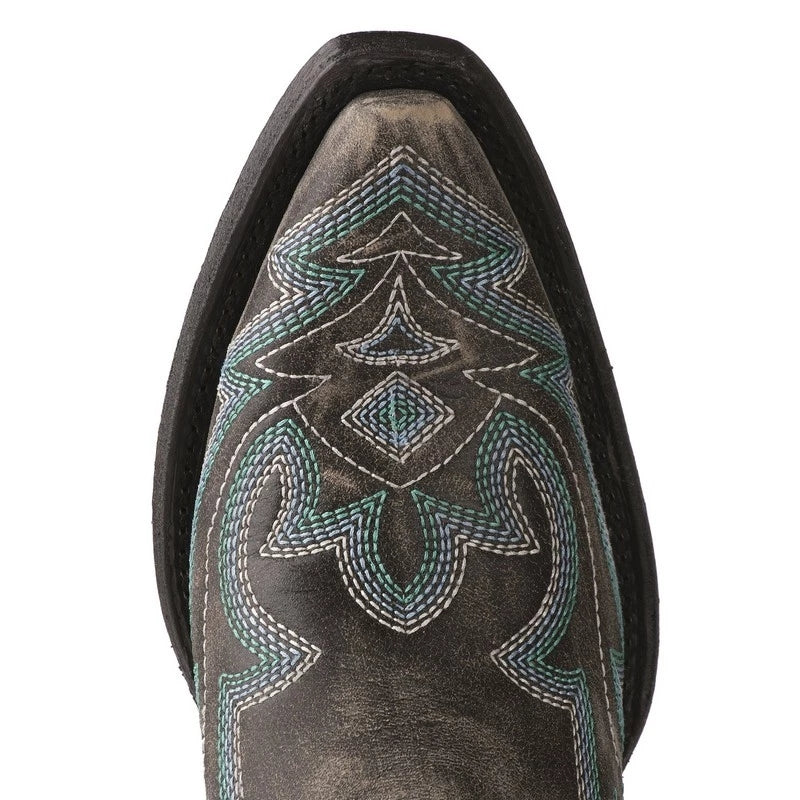 Women's Embroidered Pointed-Toe Ankle Boots – Elegant Silhouette
