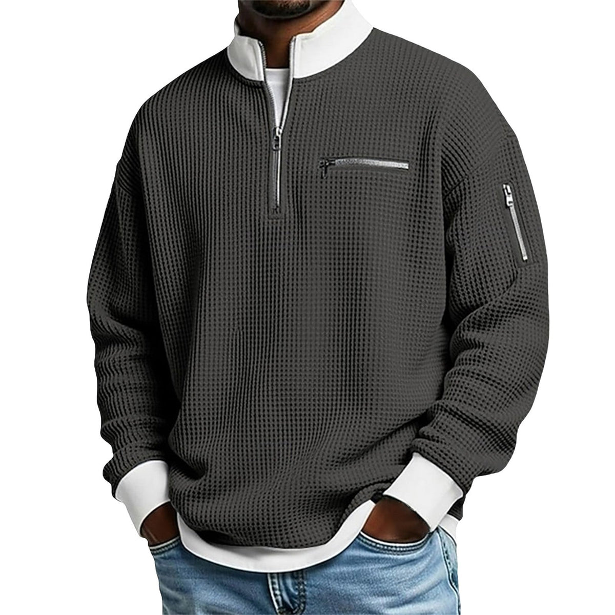 Men's Zip-Up Collar Sweater – Classic and Versatile Knitwear