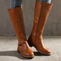 Women’s Boots with Wide Heels – Structured Profile and Accent Strap