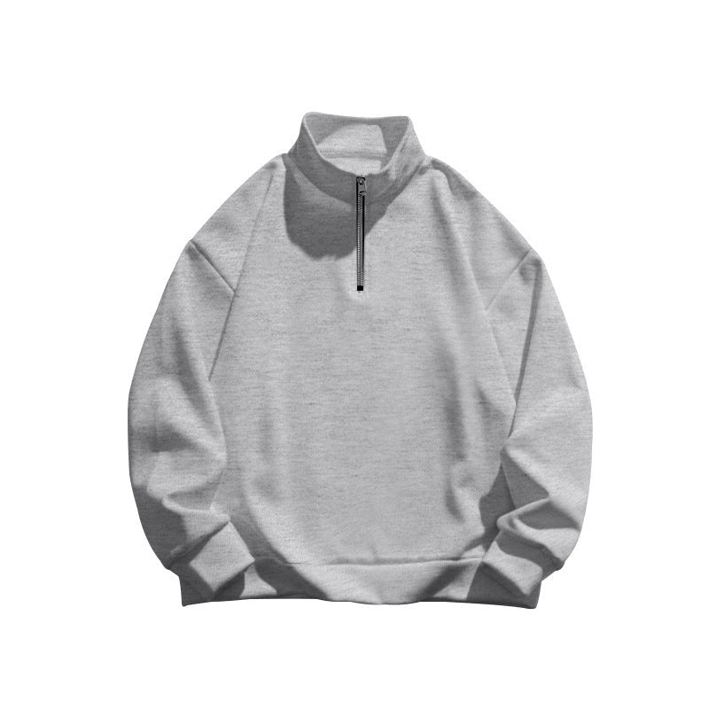 Men's Straight-Neck Half-Zip Sweater – Brushed Wool-Effect Lining