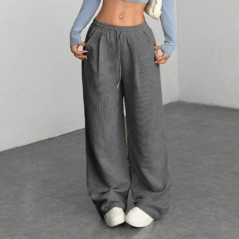 Women's Wide Corduroy Trousers – Loose and Casual Cut