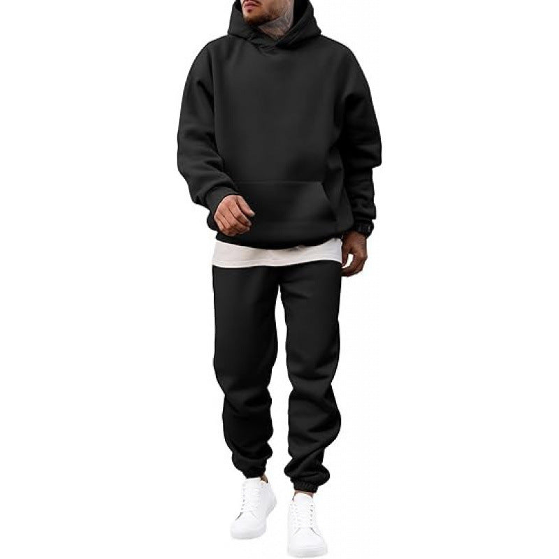 Men's Two-Piece Set with Oversized Hoodie and Joggers – Fleece-Lined