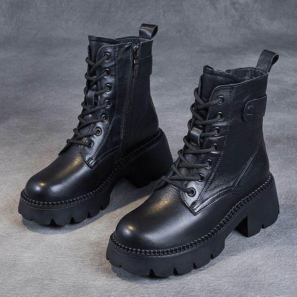Women's High-Heel Ankle Boots – Platform, Fleece Lining