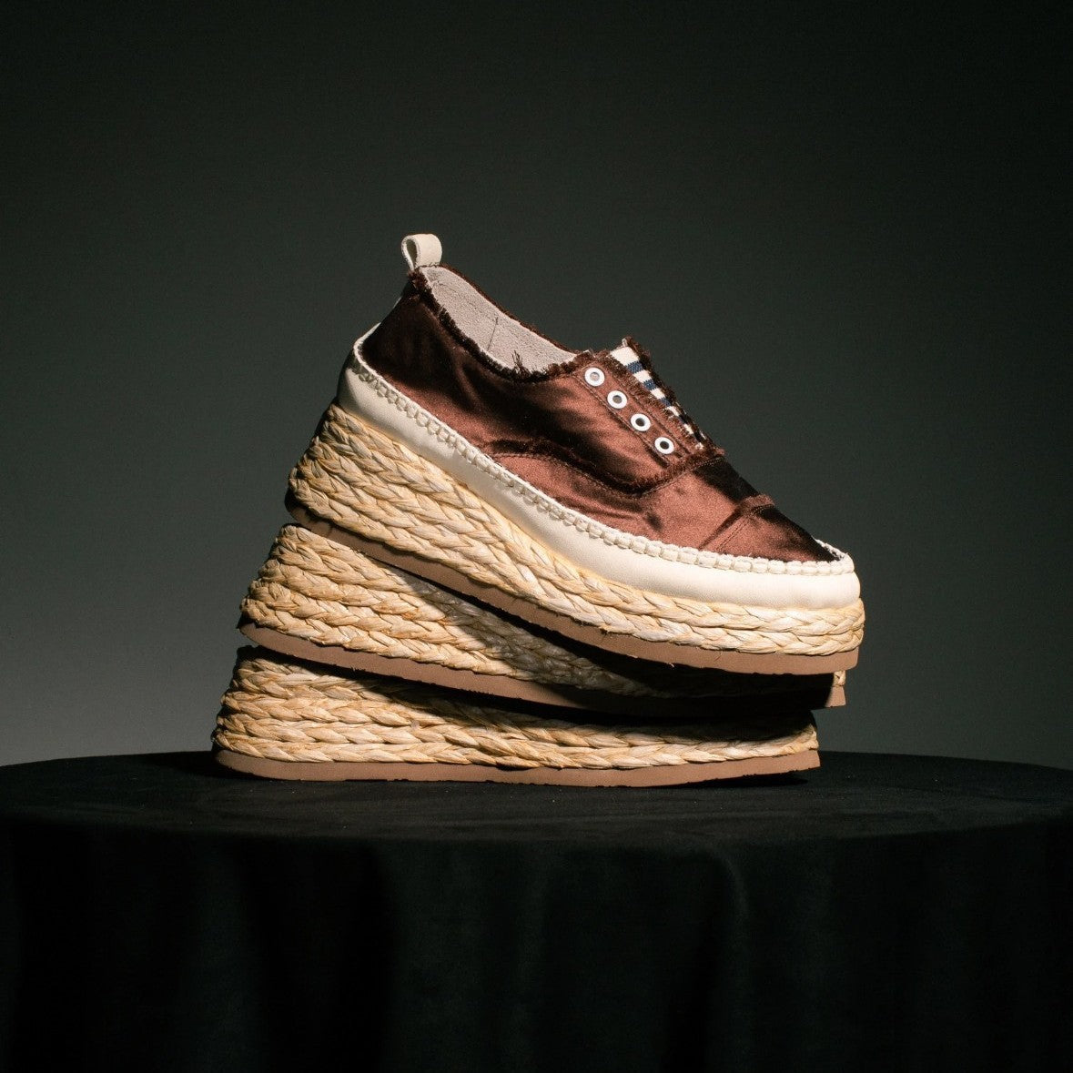 Women's Espadrille Style Sneakers – Platform Sole and Frayed Edges