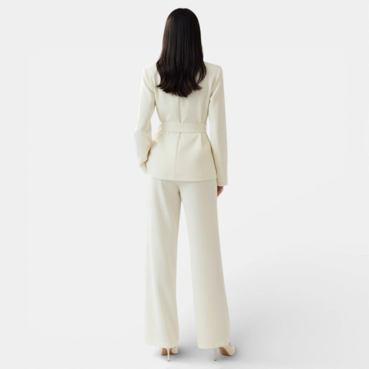 Women's Suit Set with Double-Breasted Blazer and Wide-Leg Trousers – Streamlined Silhouette