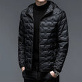 Men's Hooded Quilted Down Jacket – Lightweight Modern Zipper