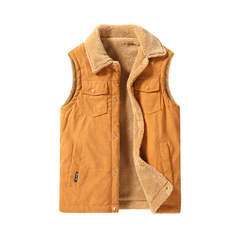 Men's Ribbed Corduroy Vest - Thick Lining and Workwear Fit