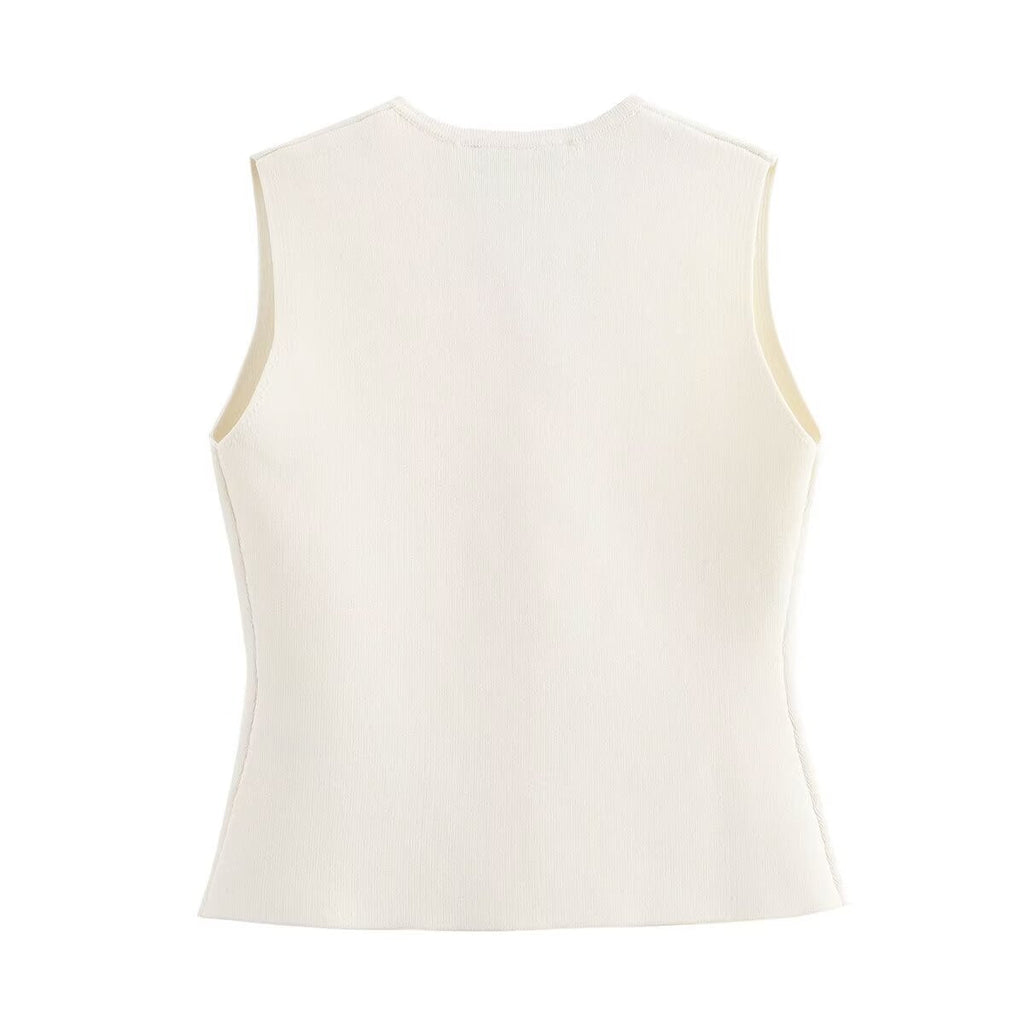 Women's Knit Vest – Buttoned Sleeveless Cardigan