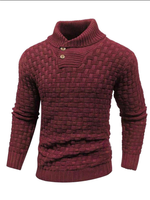 Men's Slim Fit Sweater - Buttoned Neckline Contemporary Finish