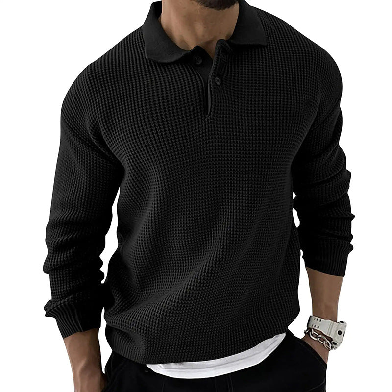 Men's Honeycomb-Knit Sweater – Slim-Fit Polo Collar