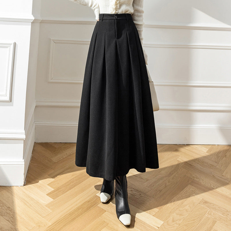 Women's Long Pleated Skirt – High Waist, Flared Fit