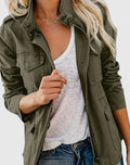 Women's Cropped Cotton Jacket - Fitted design with notched lapel