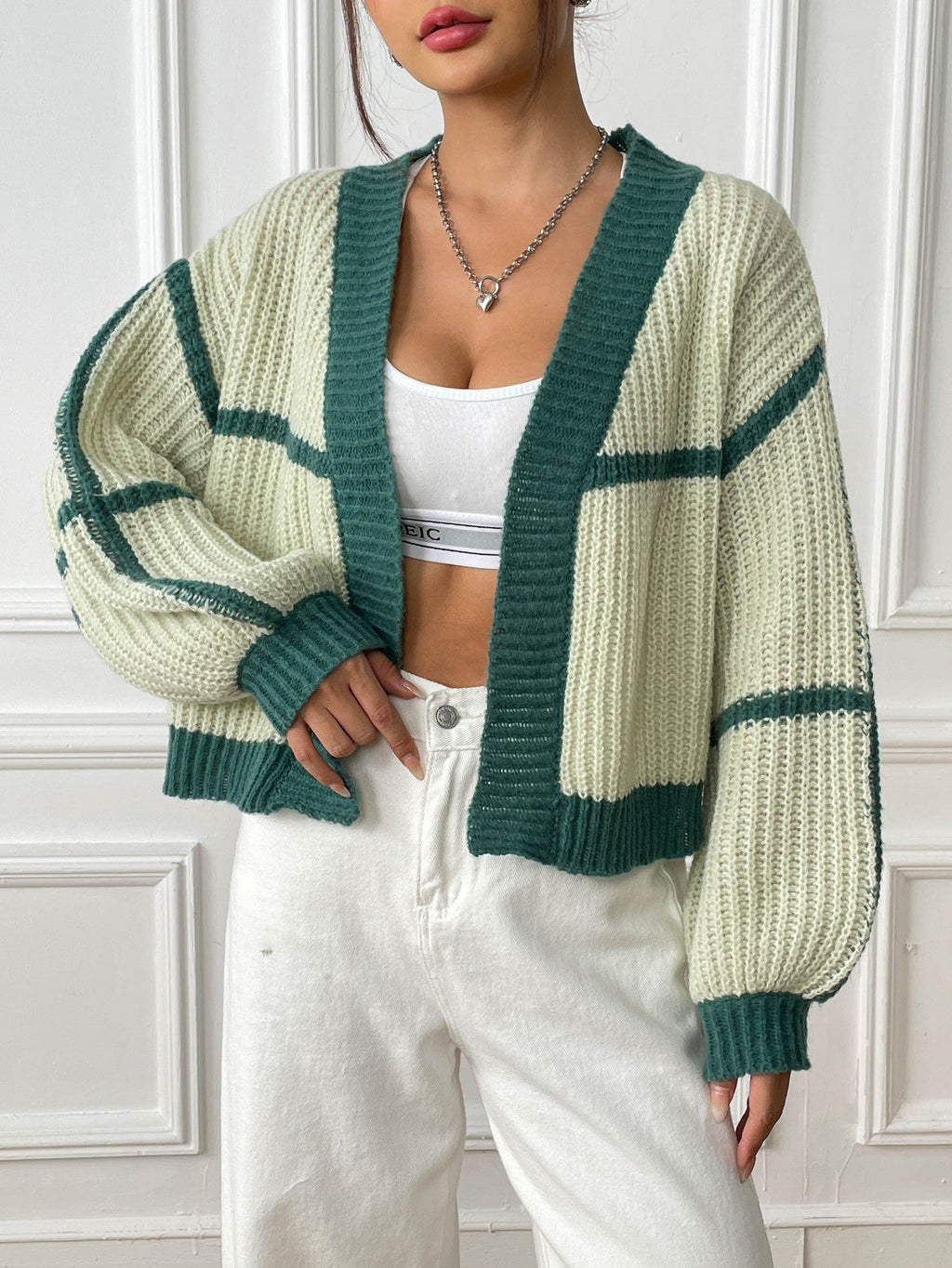 Women's Textured-Knit Cardigan – Casual Cropped Open Fit
