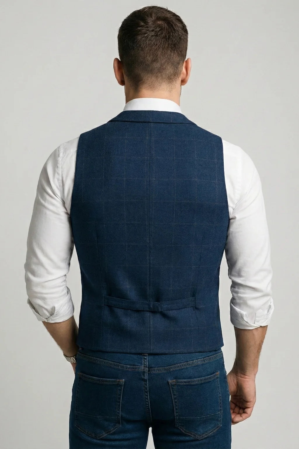 Men's Slim Checkered Vest – Elegant Notched Collar