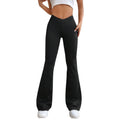 Women's High-Waisted Flared Trousers - Stretch Knit
