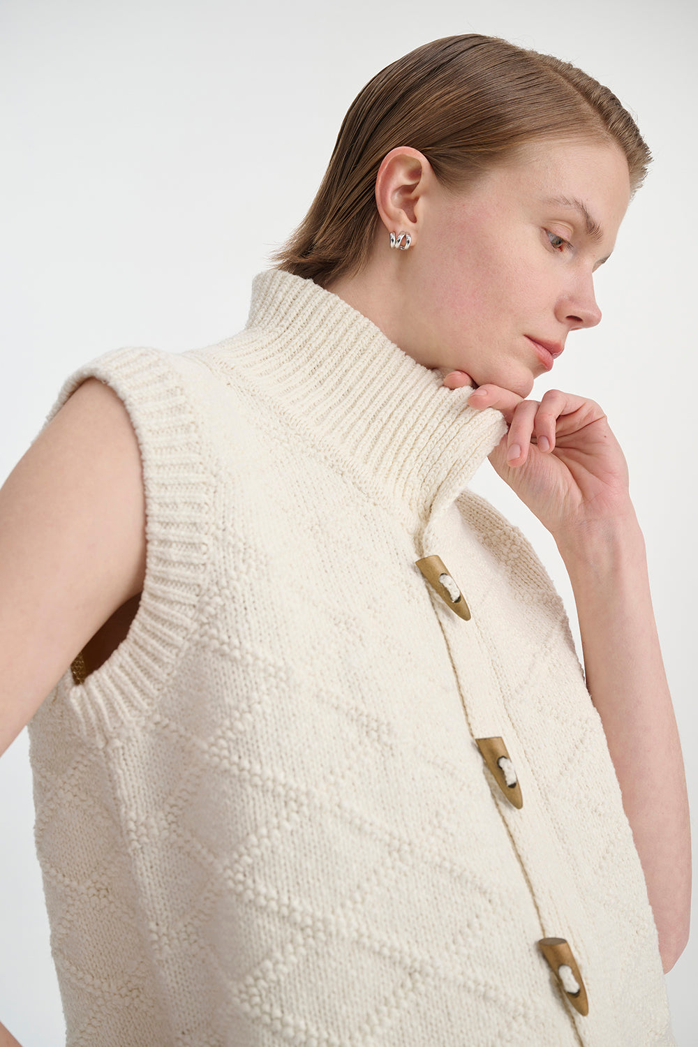 Women's Woven Cotton Vest – Vintage Diamond Pattern