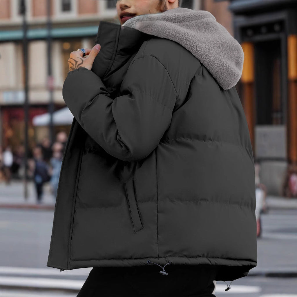 Men's Thick Quilted Ski Jacket – Relaxed Fit with Hood