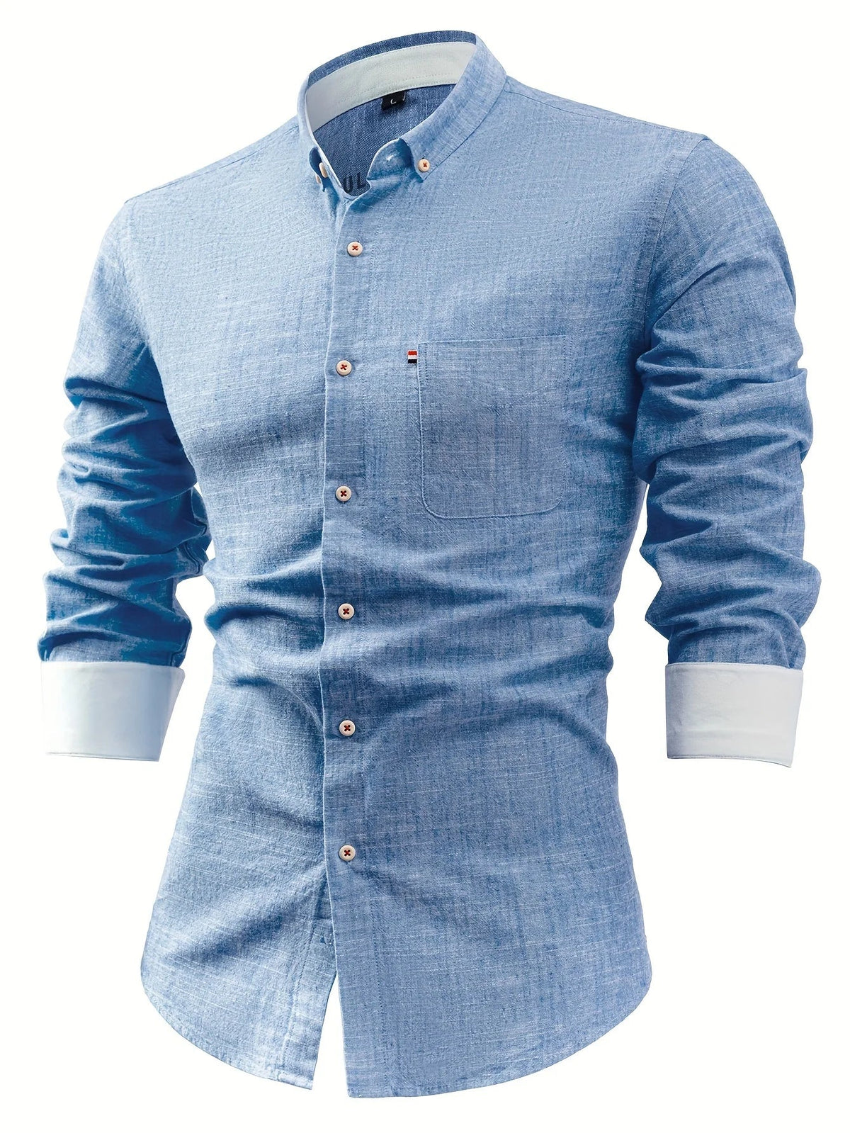 Men's Cotton and Linen Shirt – Straight Fit Long Sleeve