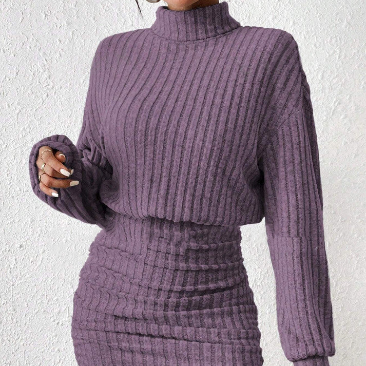 Women's Ribbed Knit Set – Long Sleeve, Mock Neck