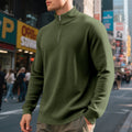 Men's Half-Zip High-Neck Sweatshirt – Jacquard Pattern
