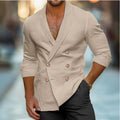 Men's Double-Breasted Blazer – Polo Collar, Casual Fit