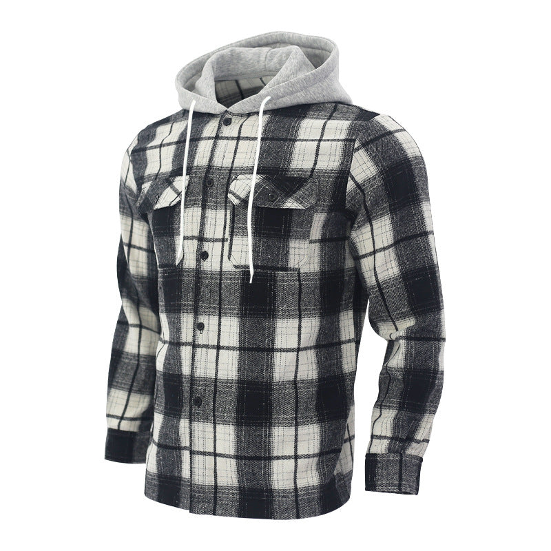 Men's Hooded Flannel Shirt – Casual Cardigan Style