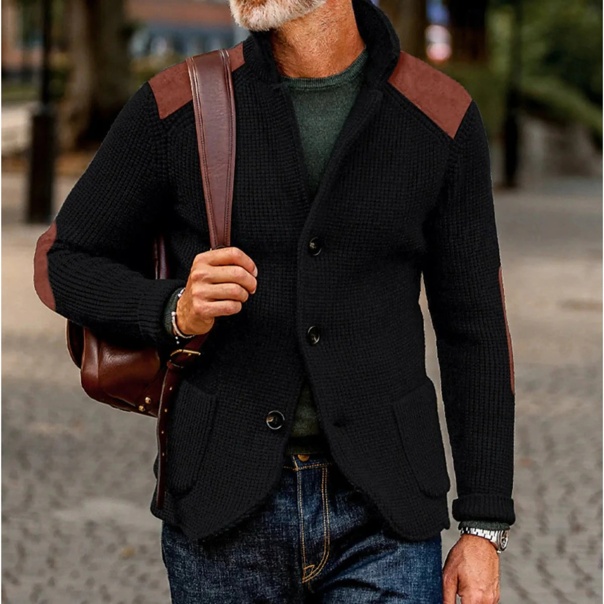 Men's Cardigan - Retro-Style Jacket with Relaxed Fit