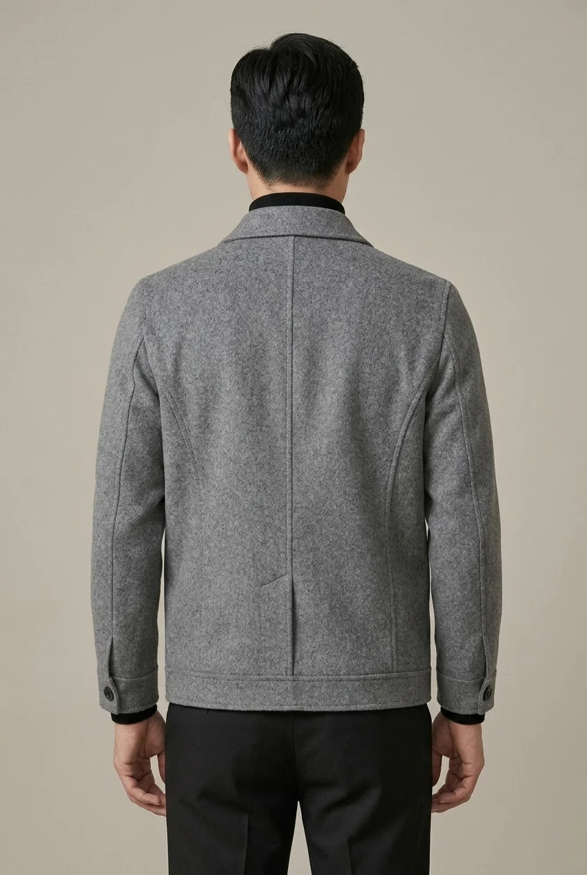 Men's Wool Jacket – Short Collar, Modern Business Style