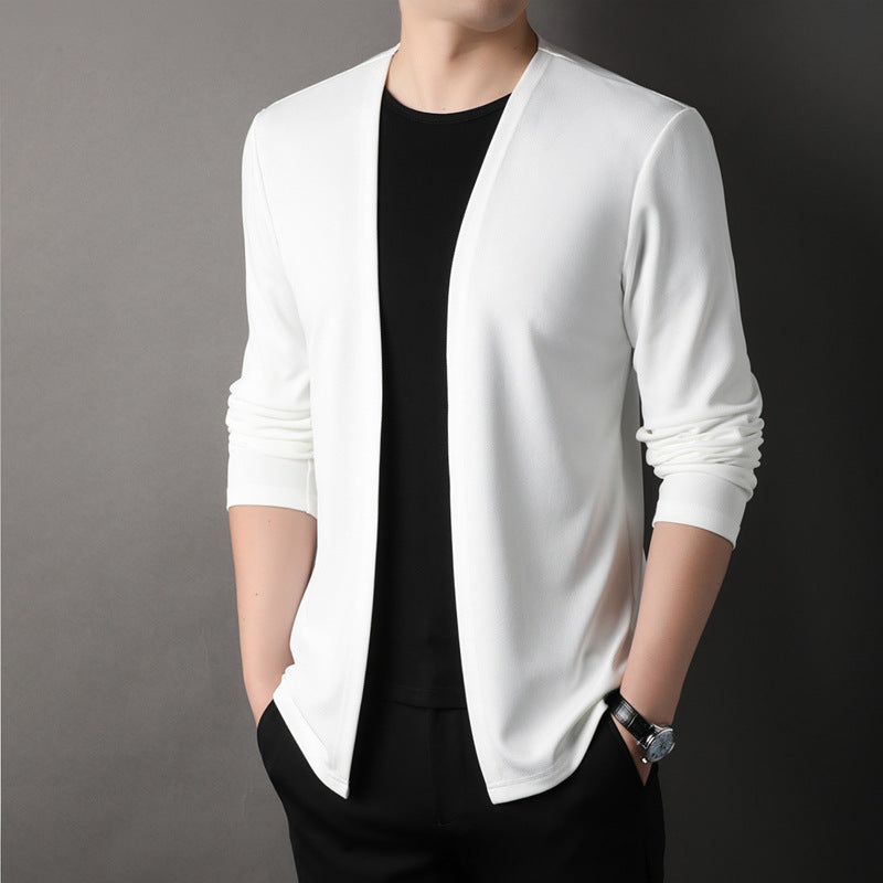 Men's Cotton-Blend Cardigan - Lightweight, Comfortable Loose-Knit Style