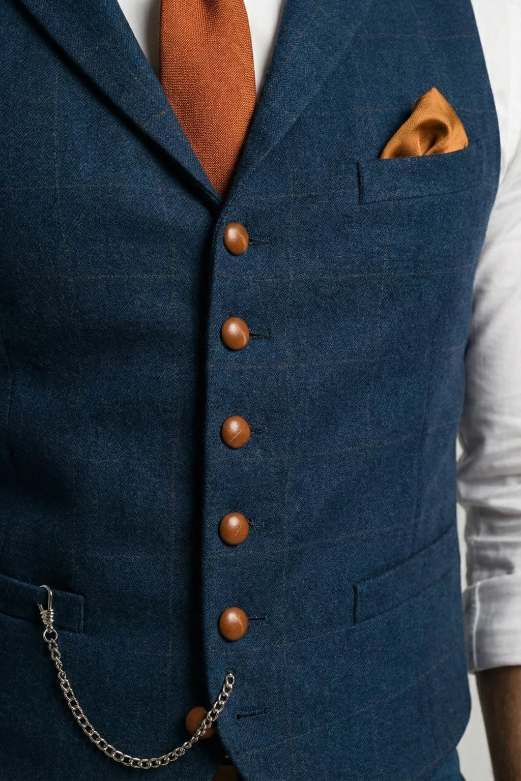 Men's Slim Checkered Vest – Elegant Notched Collar