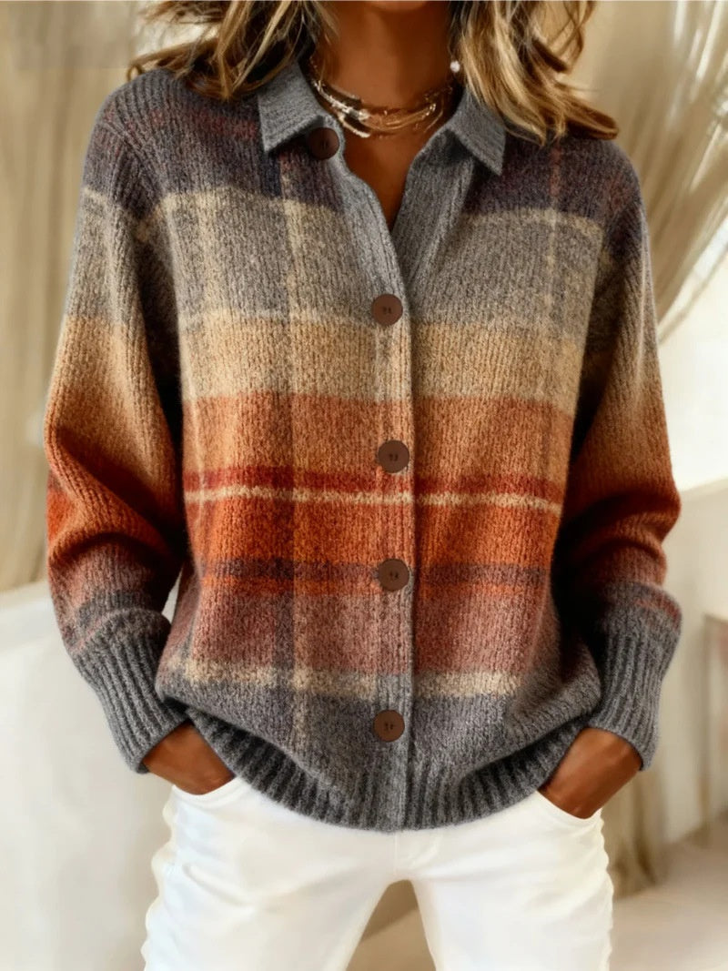 Women's Ribbed Knit Blouse – Casual Cardigan Style